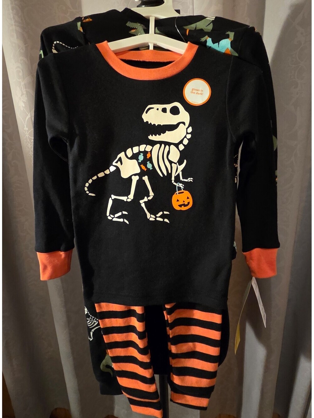 Carter's Toddler Boys' 4pc Cotton Long Sleeve Dinosaur Halloween Pj set NWT